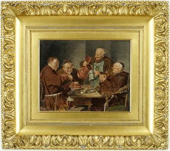 Monks dining by 
																			Eduard von Grutzner