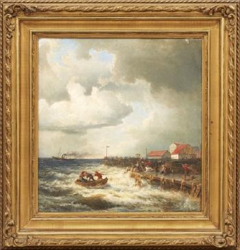 Holländsk hamn i blåst by 
																			Alfred Wahlberg
