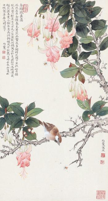 Sparrow and Fuchsia by 
																			 Liu Bonong