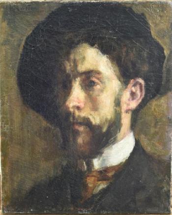 Portrait d'homme au béret by 
																	Lucien Roustan