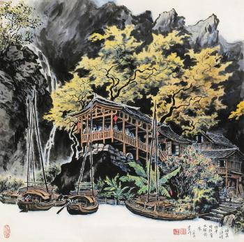 Boats and Houses by 
																	 Zhang Xiaoyou