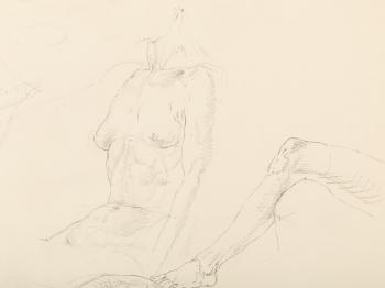 Two studies of female nudes by 
																			Werner Tubke