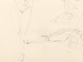 Two studies of female nudes by 
																			Werner Tubke