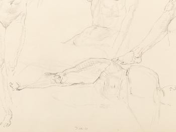 Two studies of female nudes by 
																			Werner Tubke