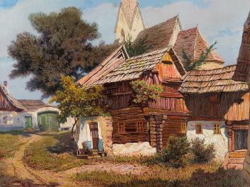 Farming Village by 
																			Albert Kollmann