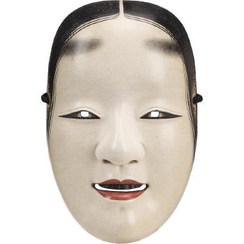 A Noh mask of Waka onna by 
																	Nagasawa Ujiharu