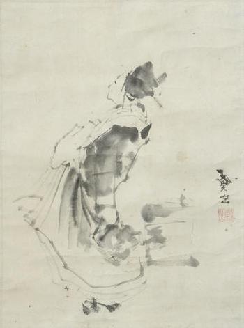 A high-ranking courtesan parading through the Yoshiwara by 
																			Hokusen Taigaku