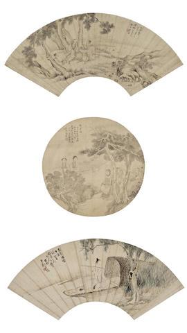 Three Fan Paintings by 
																			 Yang Qing
