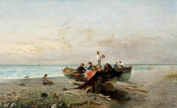 A Peaceful Scene by the Shore by 
																	Vassilios Hatzis