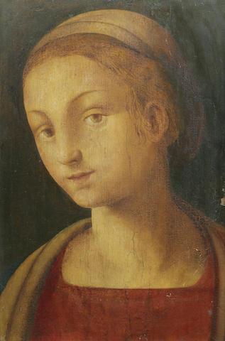 Portrait of a Lady, Bust-length, in a Red Dress by 
																	Amico Aspertini