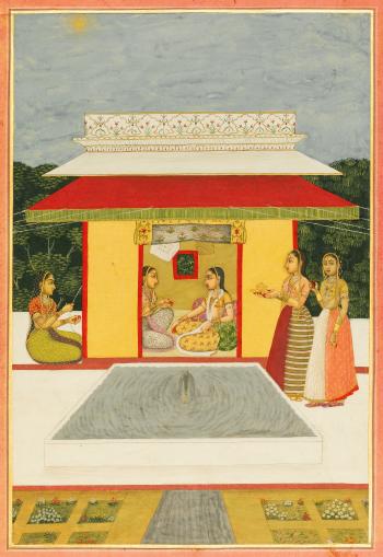 The spring month of Chaitra, from a Baramasa series by 
																	Muhammad Afzal