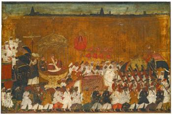 A State Procession of Raja Tulsaji of Tanjore by 
																	 Tanjore School