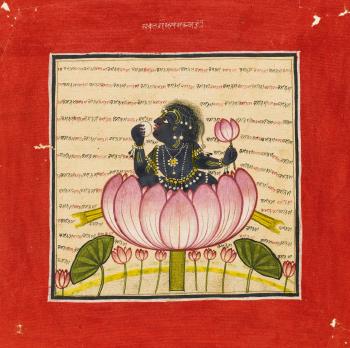 The infant Krishna seated in a lotus blossom by 
																	 Jammu School