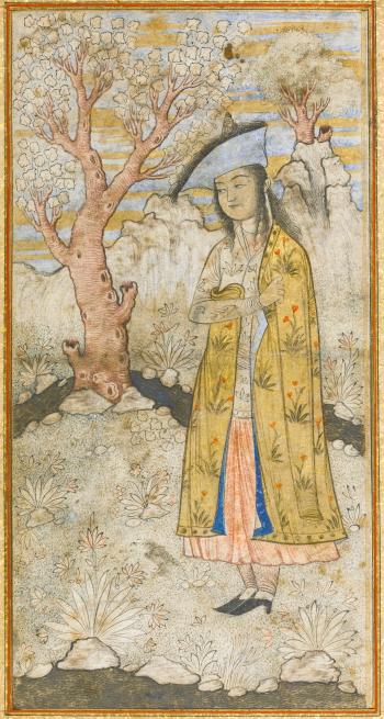 A Maiden in a gold cloak by 
																	Muhammad Qasim