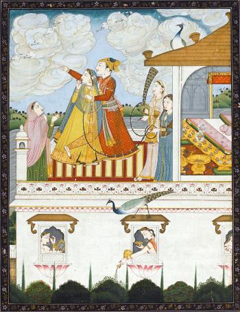 An illustration to a Baramasa series: the month of Sravana by 
																	 Sajnu of Mandi
