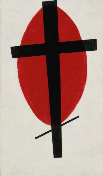 Mystic Suprematism (Black Cross on Red Oval) by 
																	Kazimir Malevich