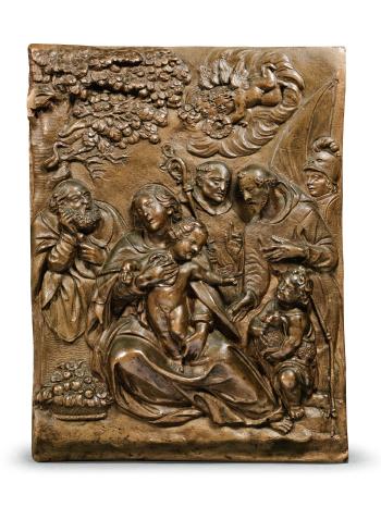 Relief with the Holy Family and Two Saints by 
																	Francesco Fanelli