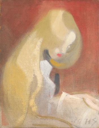 Girl with blonde hair by 
																	Helene Schjerfbeck