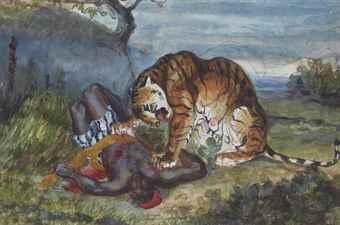 Tigre terrassant un indigène by 
																	Edme de Saint-Marcel