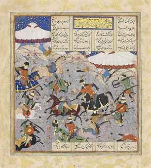 Bahram Chubina's attack on the camp of Khusraw Parviz by 
																	 Safavid School