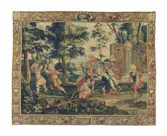 A Louis XIV pastoral tapestry by 
																	Florentin Damoiselet