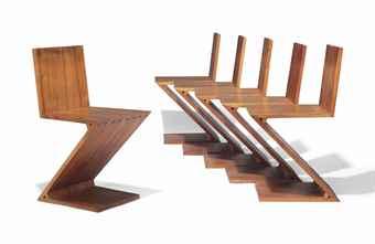 A set of six 'Zig Zag' chairs by 
																	Gerard Van de Groenekan
