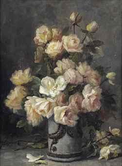 A bouquet of pink and white roses by 
																	Jean Capeinick