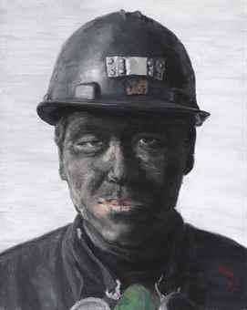 Series of seven coal miners by 
																	 Xu Weixin
