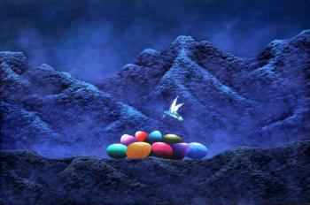 Sin Titulo (Hummingbird and Colored Eggs) by 
																			Gonzalo Endara Crow