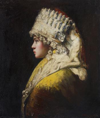 Portrait of a Girl with a Headdress by 
																			 Zhang Li