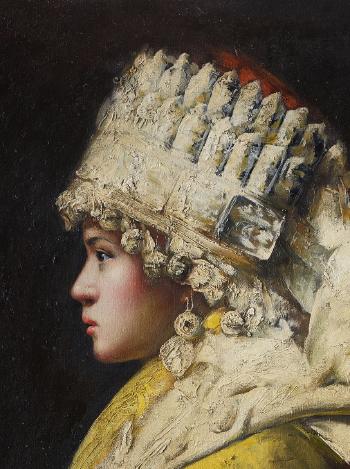 Portrait of a Girl with a Headdress by 
																			 Zhang Li