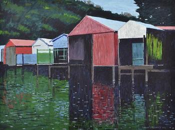 Boatsheds on the Glenelg River by 
																	David Dallwitz