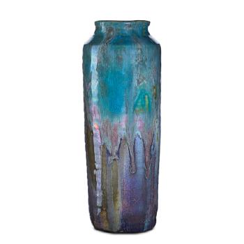 Tall ribbed vase by 
																			 Pewabic Pottery