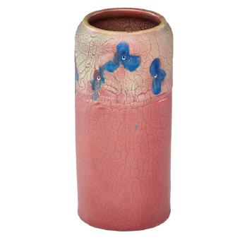 Modeled Mat vase with irises by 
																			Rose Fechheimer