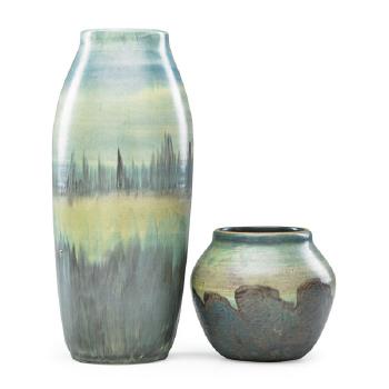 Two Chromal vases by 
																			 Zane Pottery Co