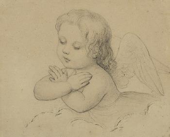 Kleiner Engel, sich auf eine Wolke stützend by 
																	Maria Ellenrieder
