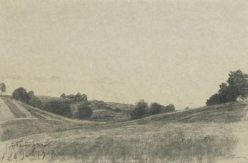 Hügelige Landschaft bei Grötzingen by 
																	Gustav Kampmann