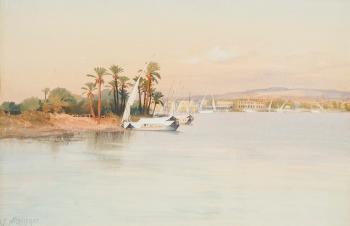 Nillandschaft mit Segelbooten by 
																	Aime Felix Nicollerat