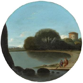 Coastal Landscape with Figures by 
																	Gottfried Wals