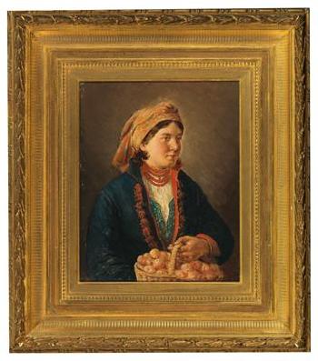 Polish rural folk - Girl in sunday dress; Farmer with pipe by 
																			Hypolit Lipinski