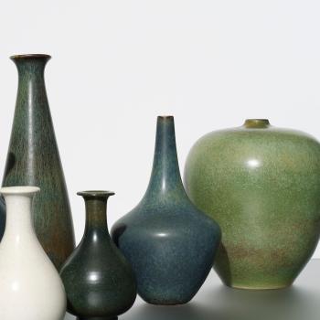 Collection of eight vases by 
																			Gunnar Nylund