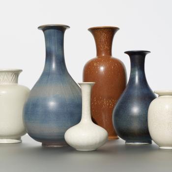 Collection of seven vases by 
																			Gunnar Nylund