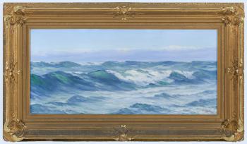 View of rolling waves with seagulls and clouds by 
																	Charles Edward Hallberg