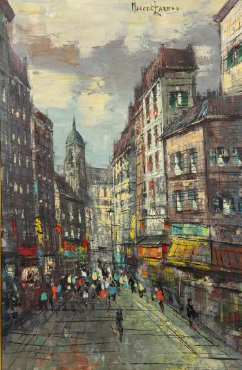 Street scene by 
																			Marcel Lareau