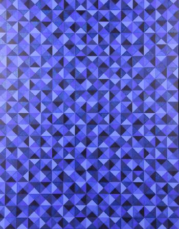 Geometric abstract in blue by 
																			Paula Kadunc