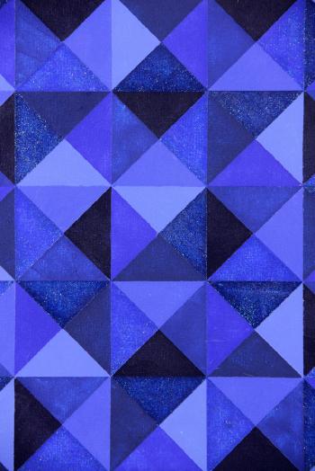 Geometric abstract in blue by 
																			Paula Kadunc
