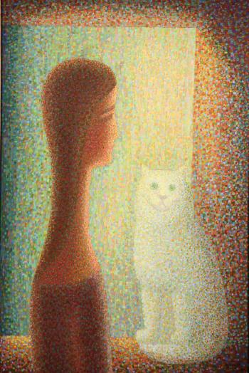 Girl with white cat by 
																			Anthony D'Attilio