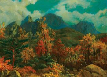 Landscape of Mt Bukhan in Autumn by 
																	 Park Deuk-soon