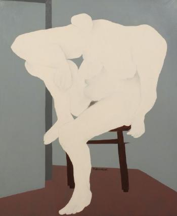 Nu blanc assis by 
																	Robert Louis Nicoidski