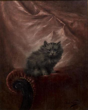 Kitten on a Sofa by 
																			Carl Kahler